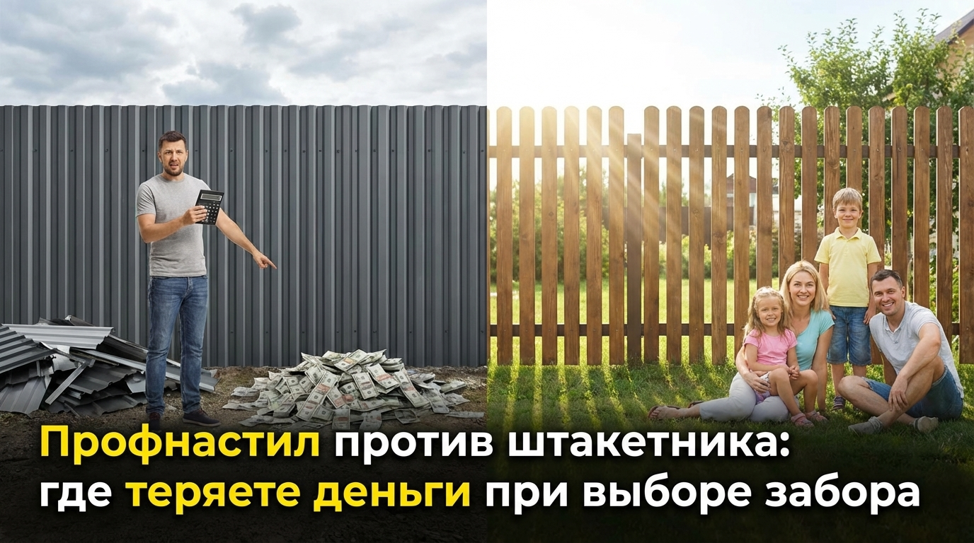 Профнастил против штакетника для забора