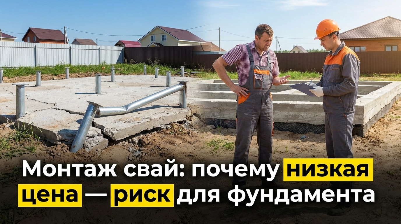 Монтаж свай с низкой ценой как риск для фундамента