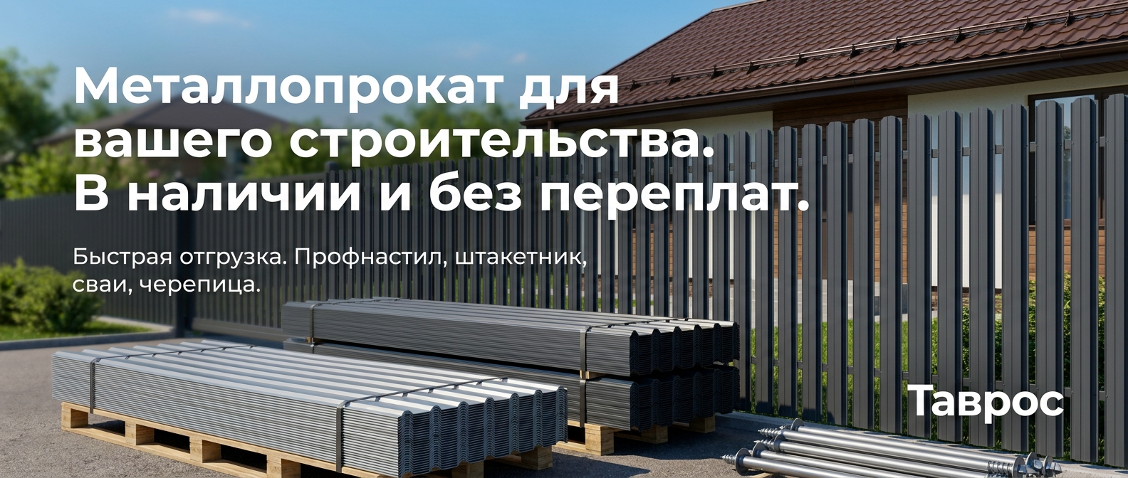 Металлопрокат: профнастил, штакетник, сваи, металлочерепица — Таврос