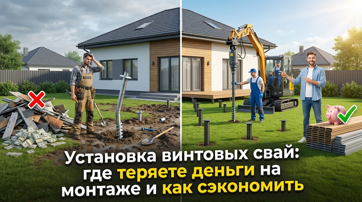Установка винтовых свай и советы по экономии на монтаже