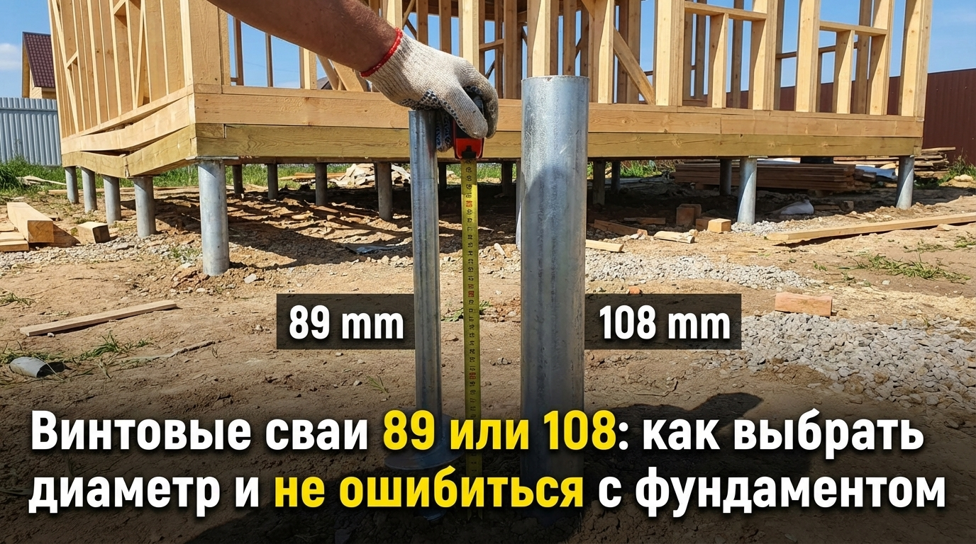 Винтовые сваи разных диаметров для фундамента