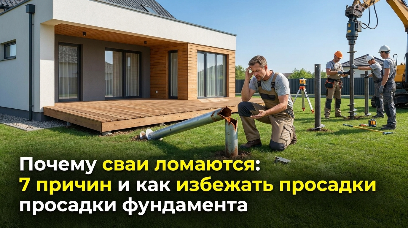 Сваи, ломка, причины, просадка фундамента