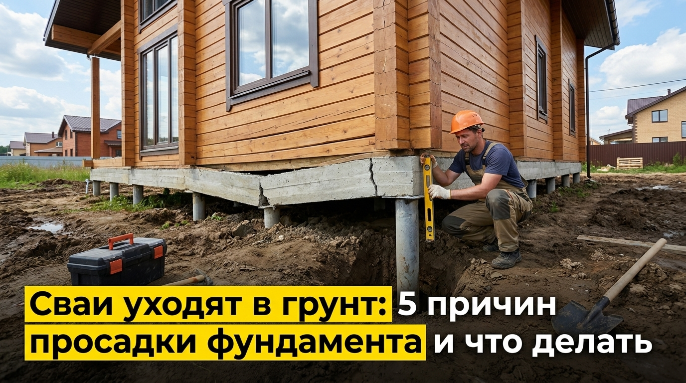 Сваи уходят в грунт, причины просадки фундамента